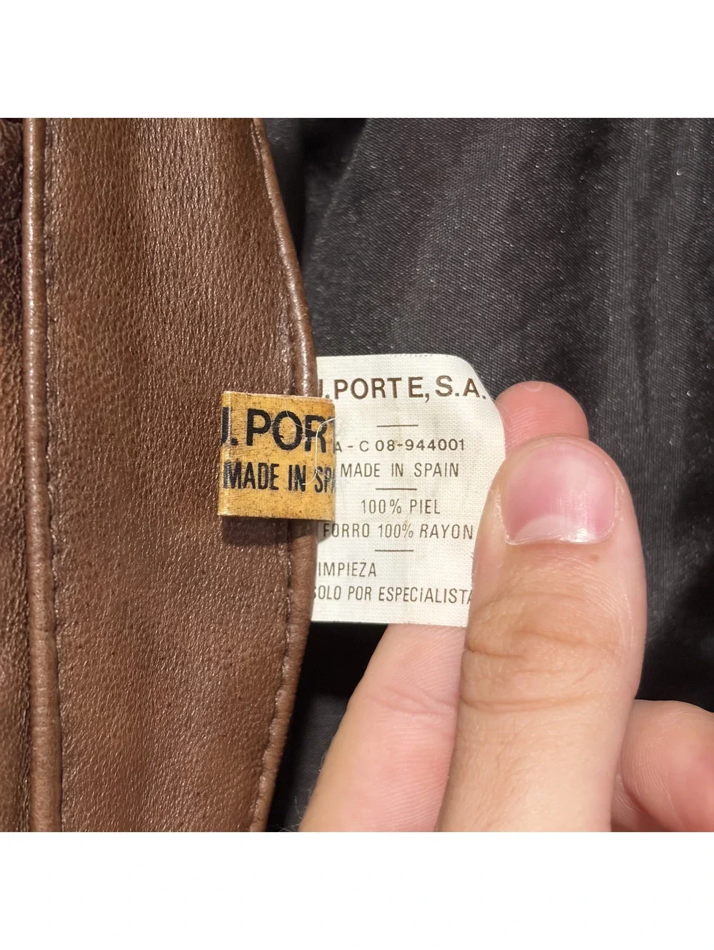 Vintage J. Porte S.A. Brown Leather Jacket Made in Spain